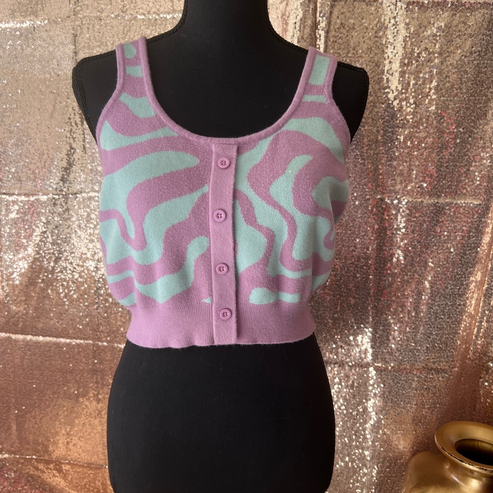 Rue 21 purple and baby blue swirl crop top